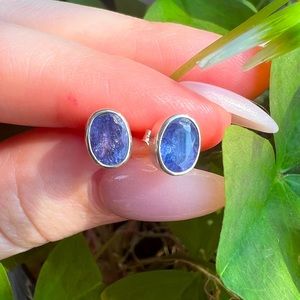 Tanzanite Stud 925 Silver Earrings